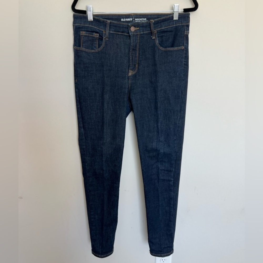 Old Navy Rockstar High Rise Skinny Jeans Dark Wash Blue Womens 12 Regular